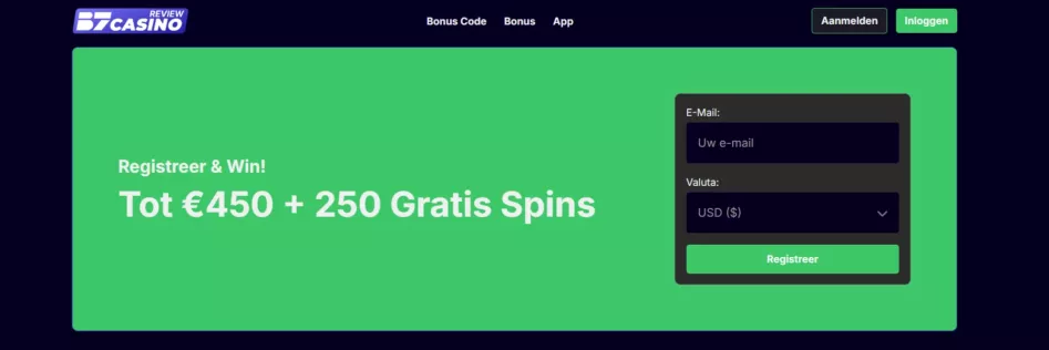B7 Casino — 100% tot €500 + 150 Gratis Spins welkomstbonus voor Nederlandse spelers
